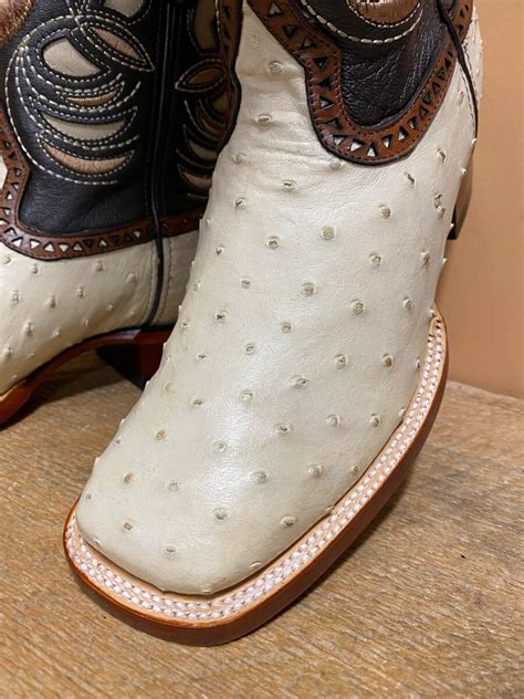 white ostrich boa|men's square toe ostrich boots.